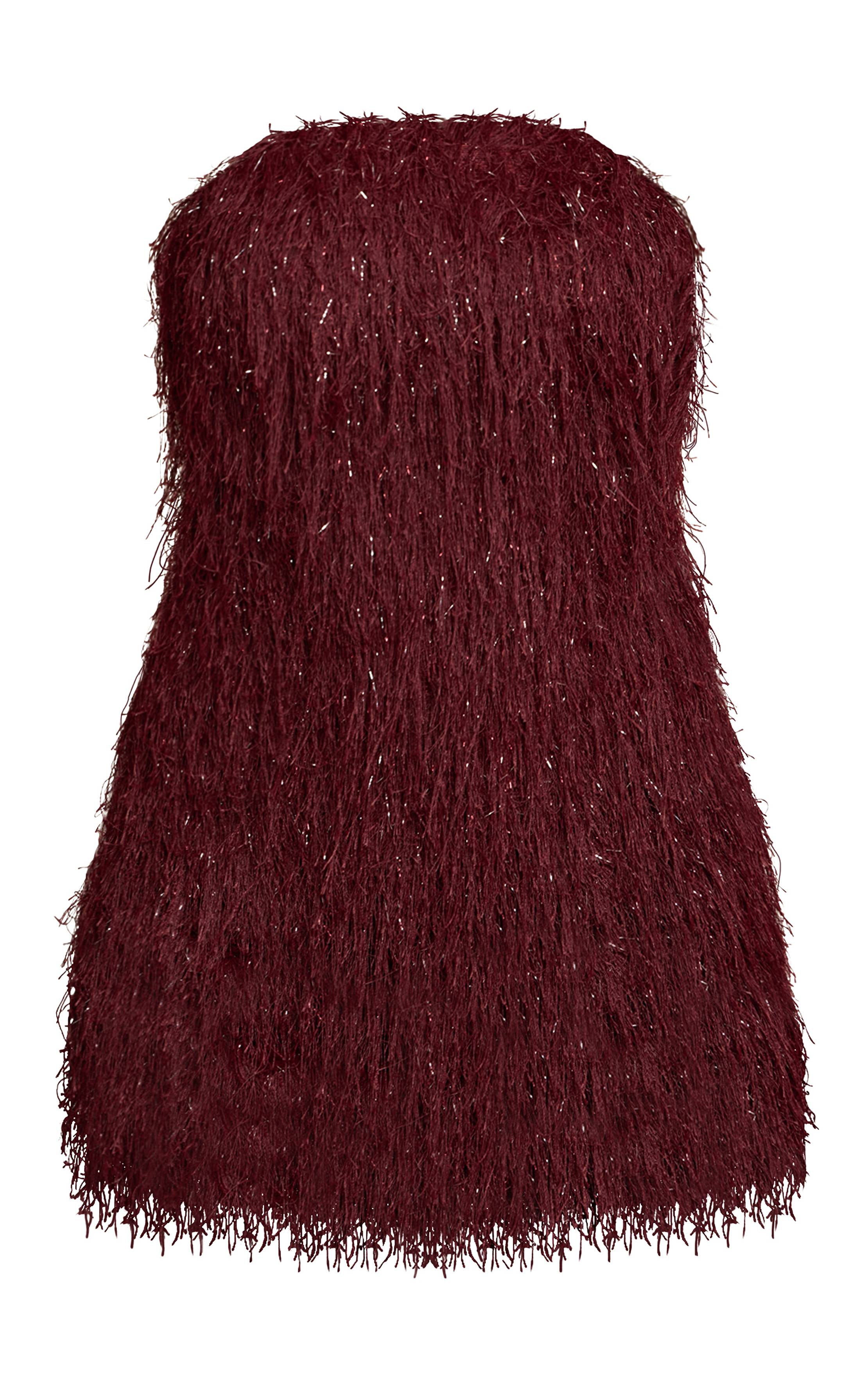 Rouge Bordeaux Robe Moulante Bandeau À Franges Pailletées