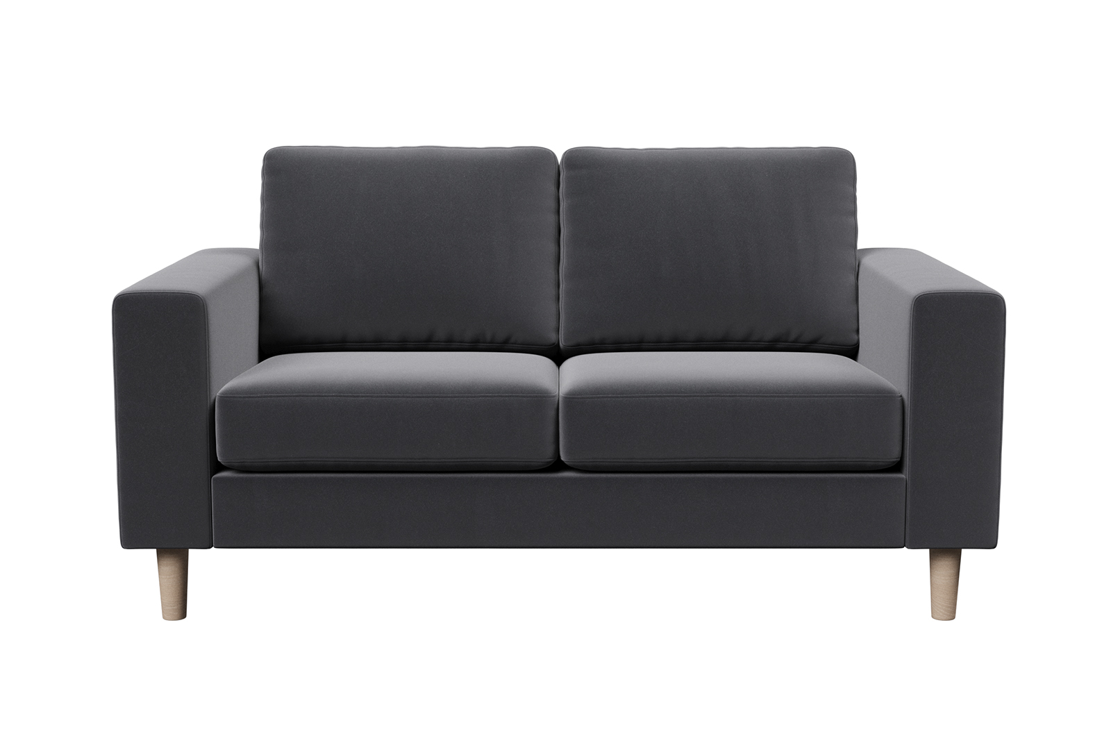 Hedda 2-seter 2-seter i tekstil Matt Velvet Grey med arm F 18 cm og ben nr 1 i hvitoljet eik