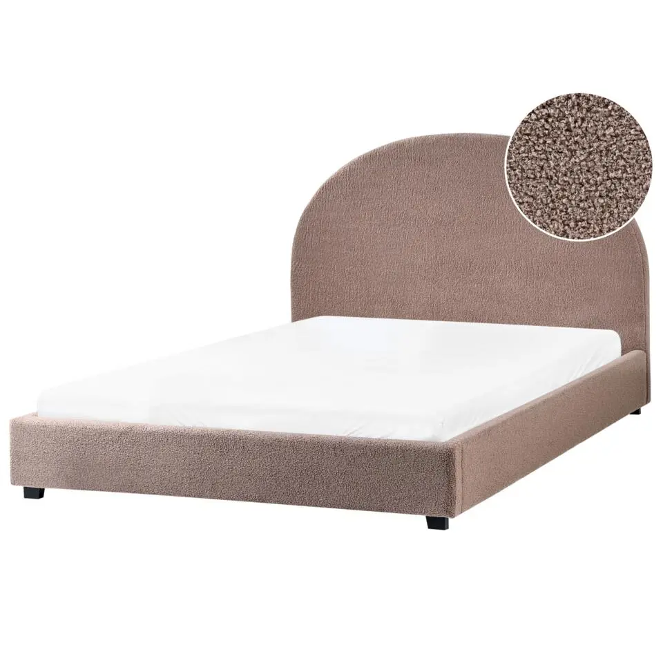 VAUCLUSE - Tweepersoonsbed - Taupe - 140 x 200 cm - Bouclé