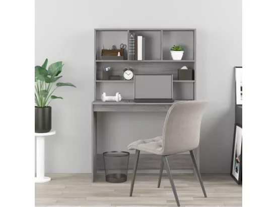 Bureau avec étagères Sonoma gris 102x45x148cm Bois d'ingénierie