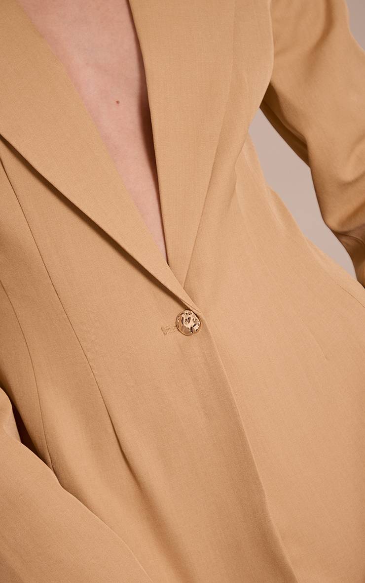 Camel Blazer Cintré À La Taille Prune