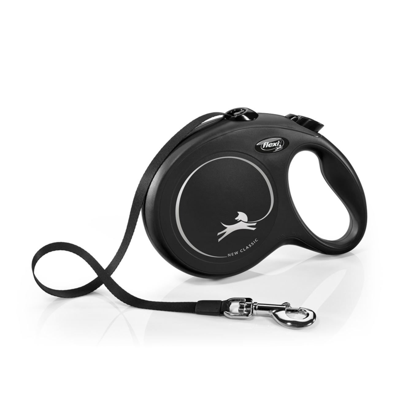 (8m) New Classic L Einziehbare Hunde Leine Gurt Rollleine mit Stopper bis 50 kg (0471-L8-5) - Schwarz