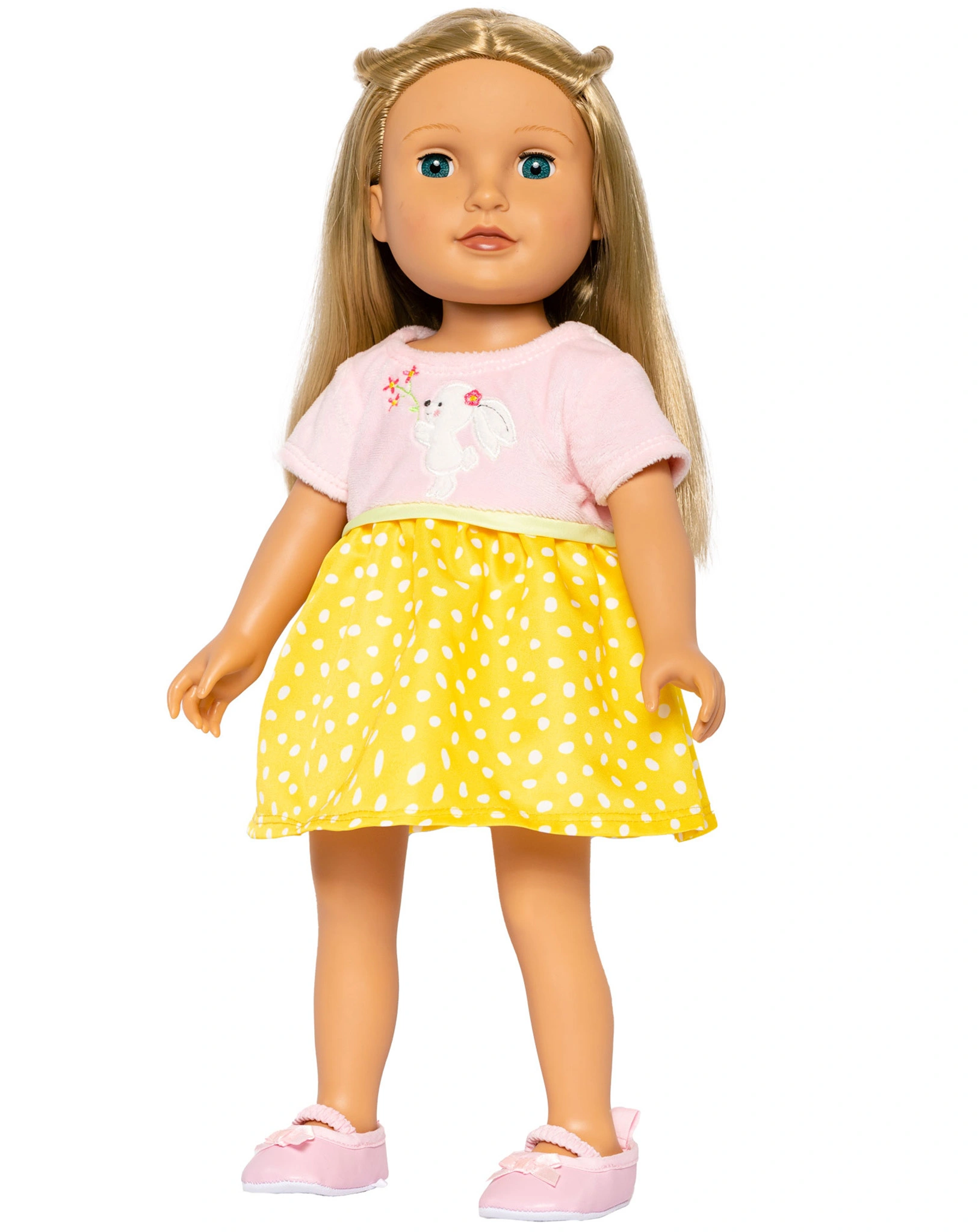 Puppen-Kleid BUNNY LOU (28-35cm) in gelb/rosa