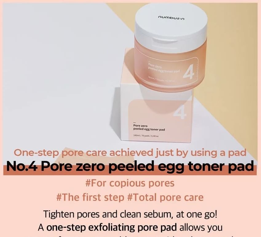 numbuzin - No. 4 Pore Zero Peeled Egg Toner Pad