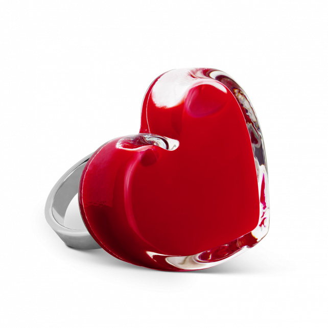 Bague en verre soufflé - Coeur Medium Milk