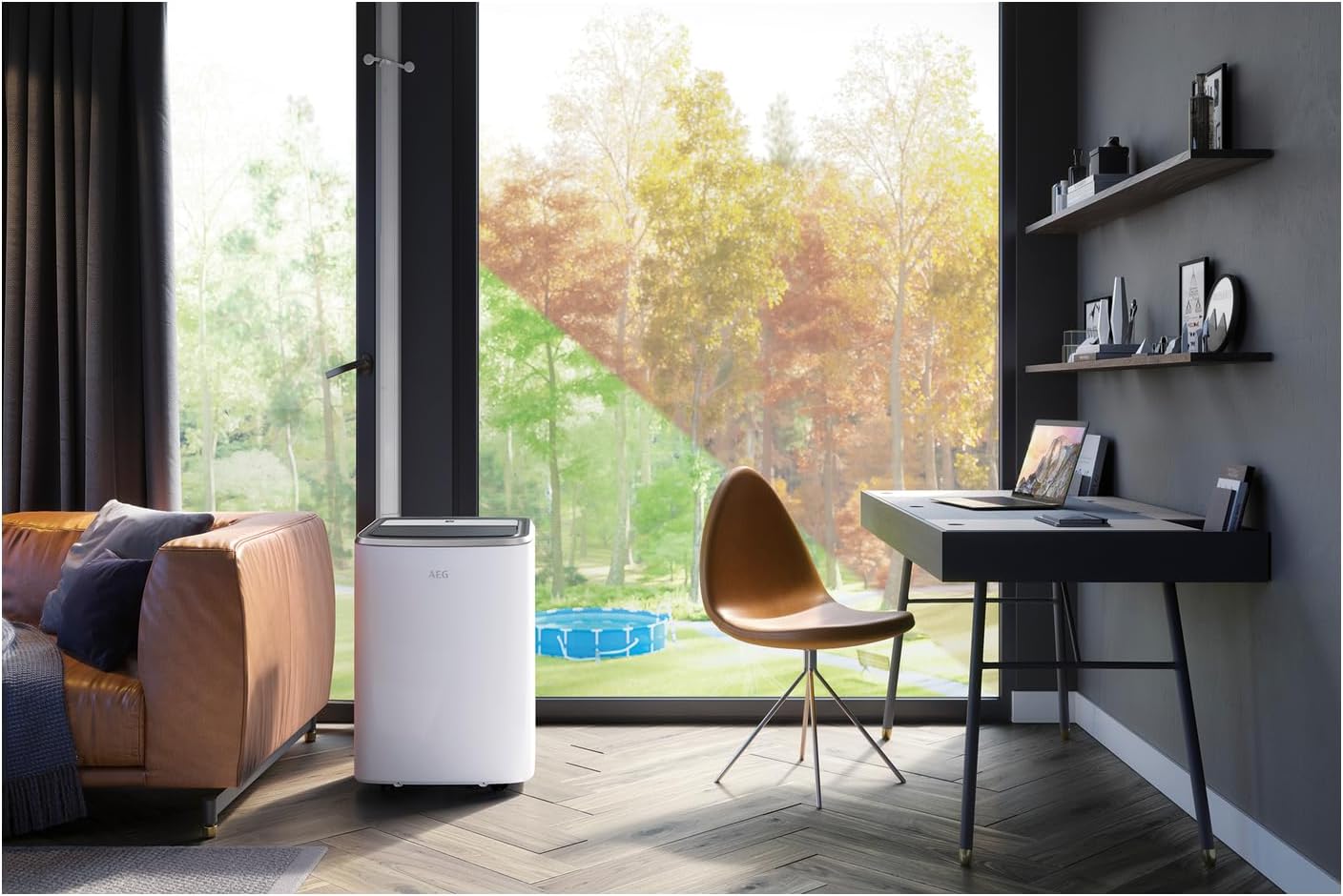 AEG Chillflex Pro AXP26U338CW mobile Klimaanlage / LED Display / Touch-Buttons / Fernbedienung / 30-40 m² / Kühlfunktion / Ventilator / Entfeuchtungsfunktion / Automatik / weiß/silber/schwarz