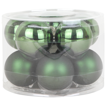 Christmas Goods kerstballen mix glas 10 stuks dennengroen Ø 16 cm