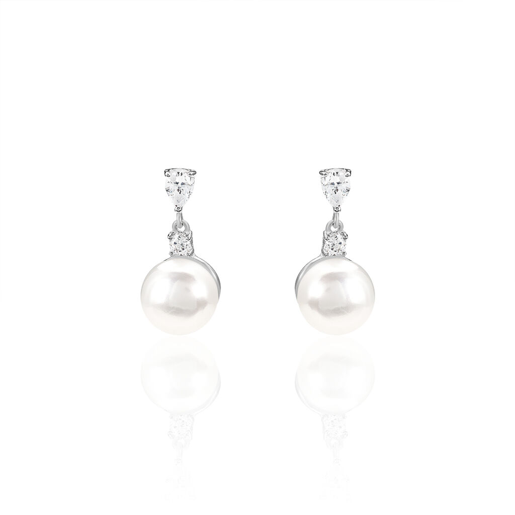 Boucles D'oreilles Pendantes Melya Argent  Perle De Culture Et Oxyde