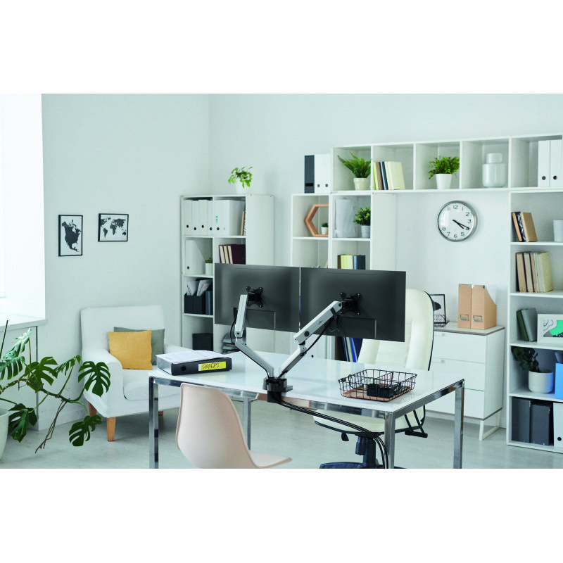 Bras support écran double SELECT PLUS fixation sur table