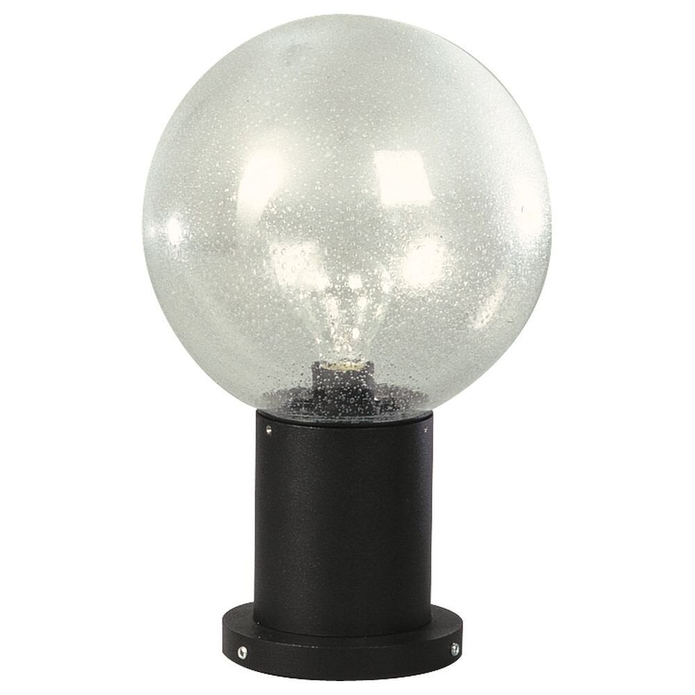 Sokkellamp A-92294, zwart, gegoten aluminium, bubbelglas, E27, IP44, 380x250