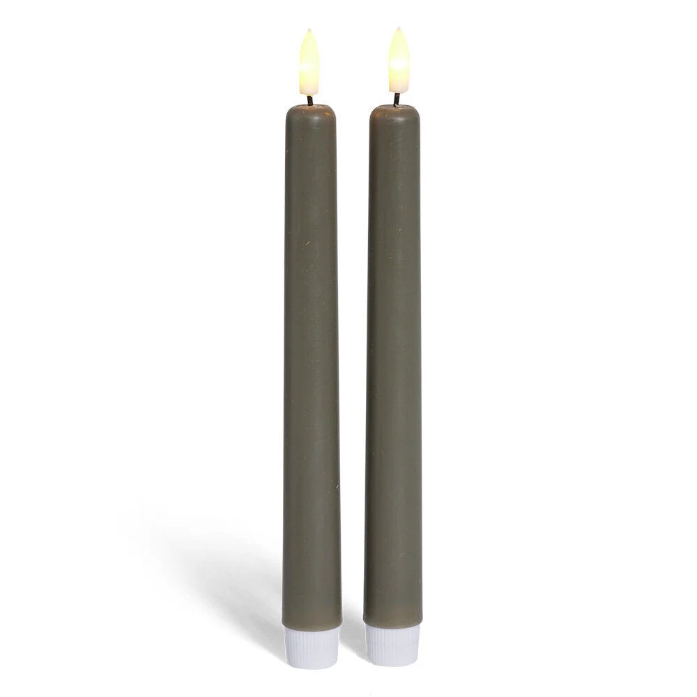 Bougie chandelle LED grise x2