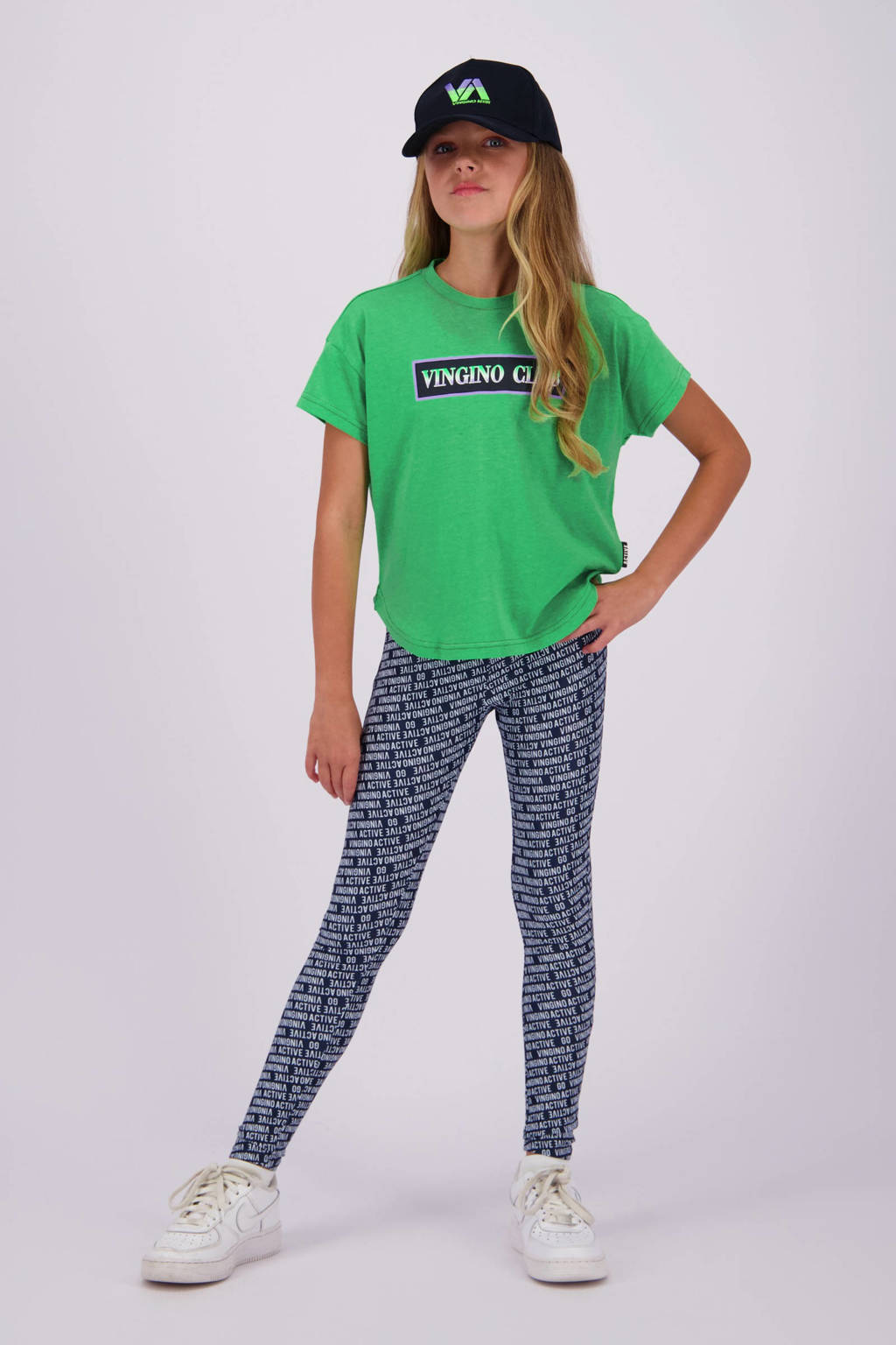 Vingino T-shirt Hailey met printopdruk neon groen