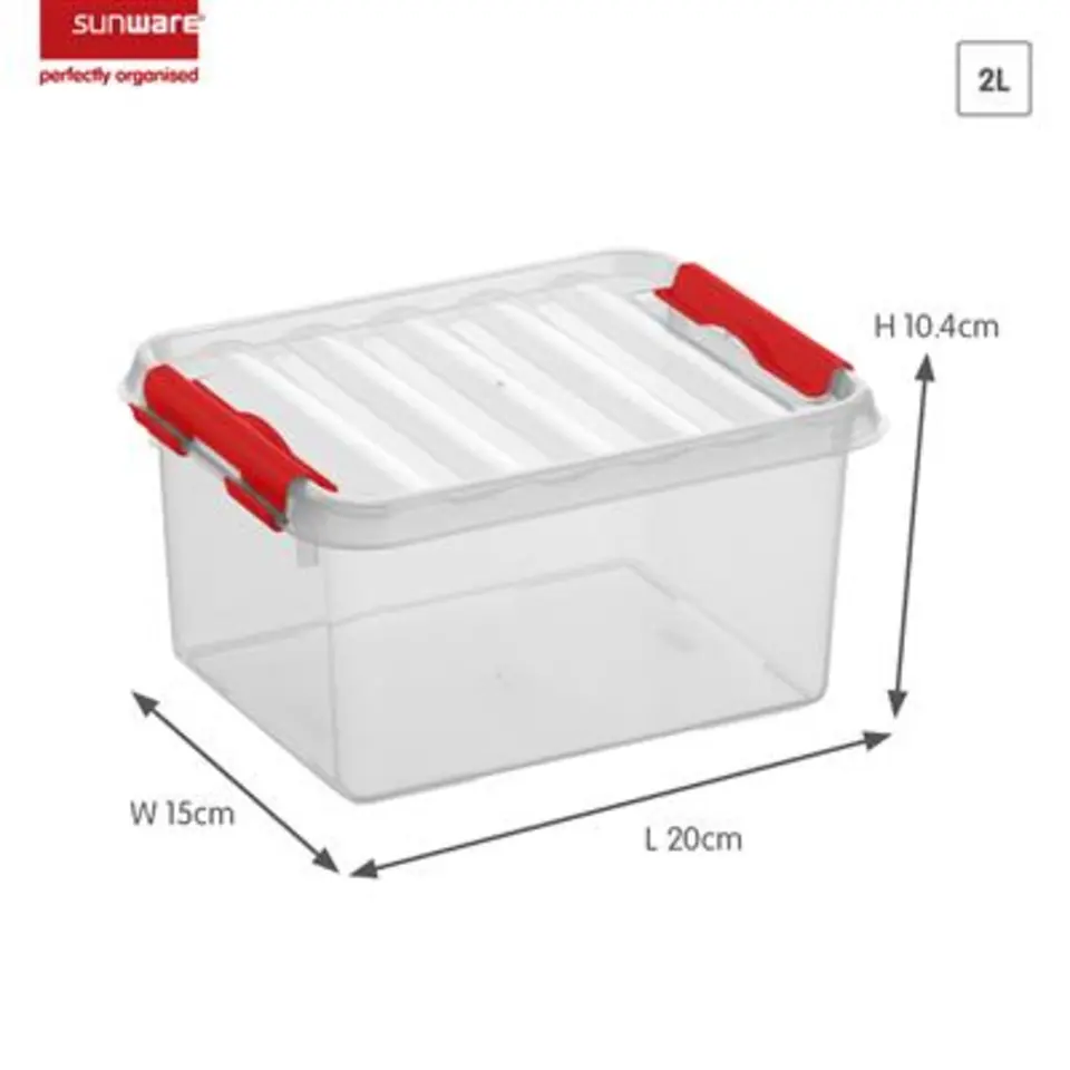 Q-line opbergbox 2L transparant rood