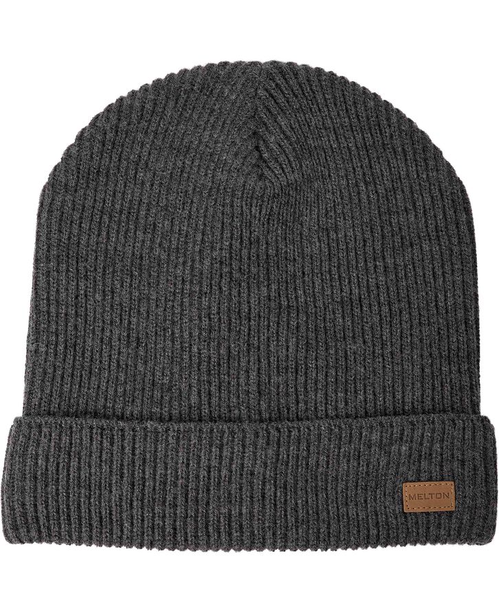 Melton Basic ribbed beanie Dark grey mel.