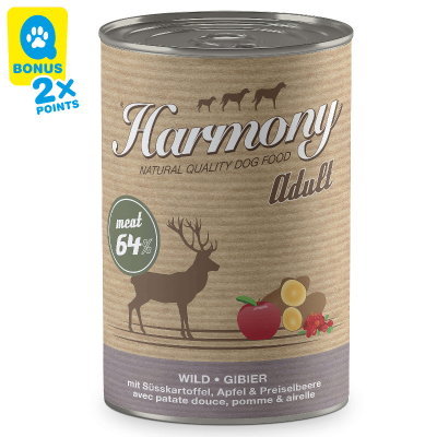 Harmony Dog Natural Nassfutter Wild mit Süsskartoffel, Apfel & Preiselbeeren 6x400g