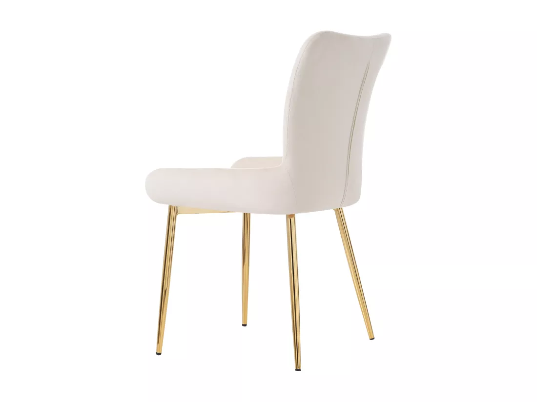 Lot de 4 Chaises en velours - avec pieds en métal doré - Beige
