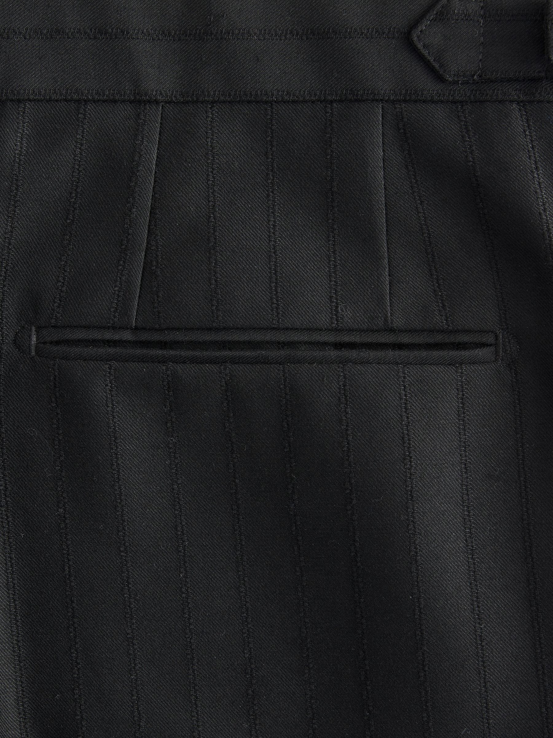 Zwart - Relaxed Fit Textured Stripe Tuxedo Suit Trousers