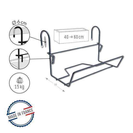 Support jardinière classique en fil (à accrocher), blanc l. 18 cm