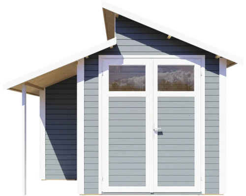 Tuinhuis Konsta Studio Set 2 met vloer en aangebouwde kast 328 x 240 cm lichtgrijs
