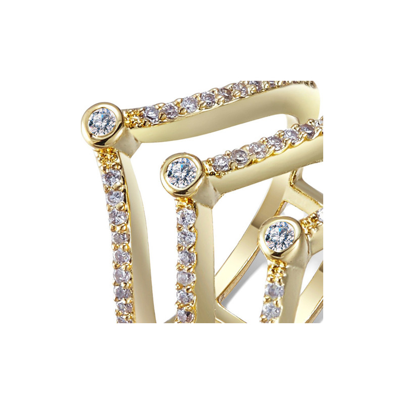 Bague orné de cristal de Swarovski Blanc et Plaqué Rhodium