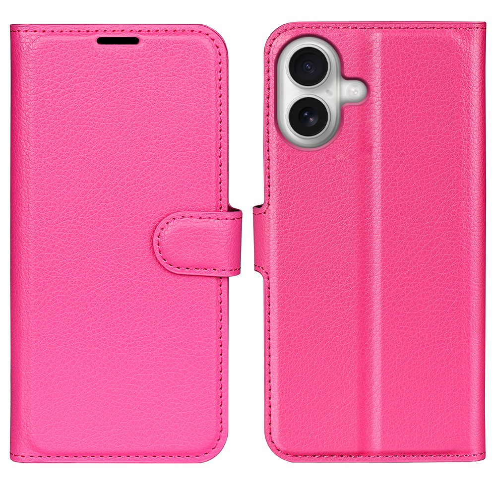 iPhone 17 Leder Tasche Flip Cover Litchi Look - Pink