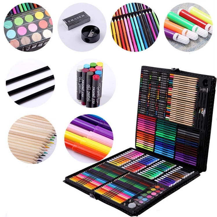 (298-tlg. Set) Mal Box Skizzen Zubehör Künstler Kit mit Öl Pastell / Wasserfarben / Buntstifte