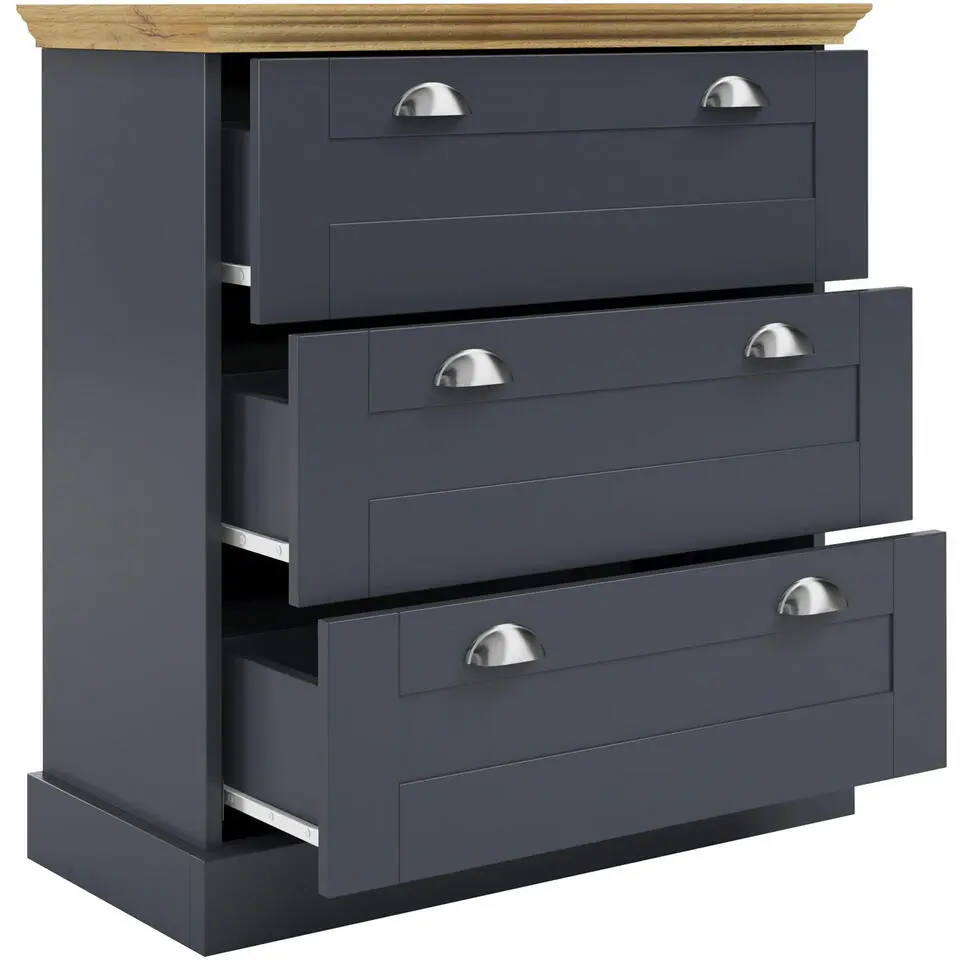 Motala - Commode met 3 laden en grijs hout effect