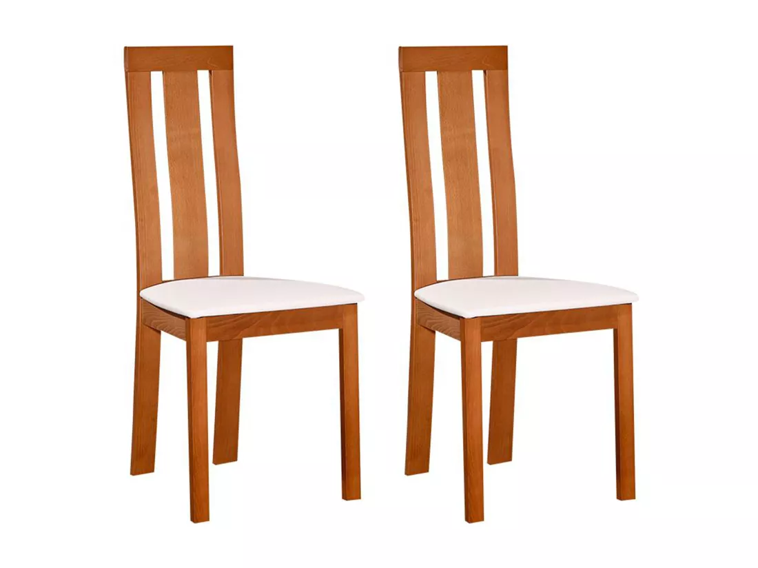 Lot de 2 chaises DOMINGO - Hêtre massif coloris chêne