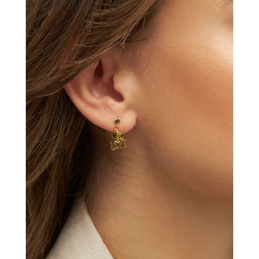 LULU Copenhagen Word Love Dangling Ørering, Gold Plated