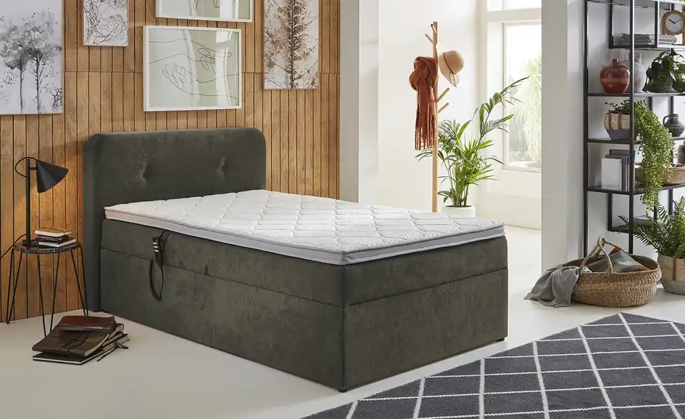 Boxbett elektrisch mit Stauraum Braun 120 cm