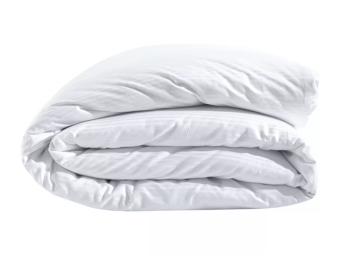 Housse de couette satin de coton rayé blanc