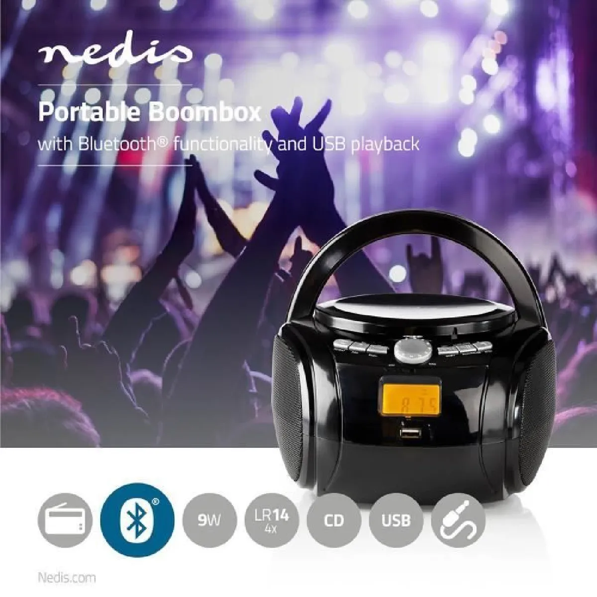 N/C Lecteur CD Portable Stéréo 9W