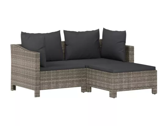 Salon de jardin 6 pcs avec coussins Gris Résine tressée