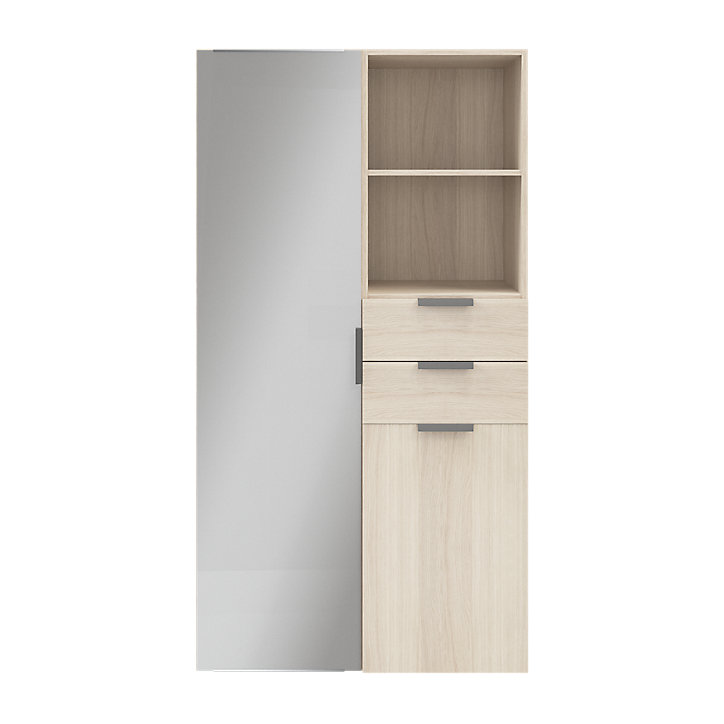 Meuble de rangement porte miroir et tiroirs effet chêne GoodHome Atomia H. 187,5 x L. 100 x P. 47 cm
