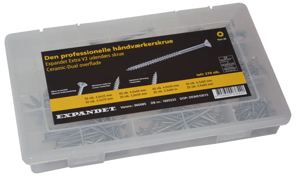 EXPANDET Skruesortiment udendørs 270 dele