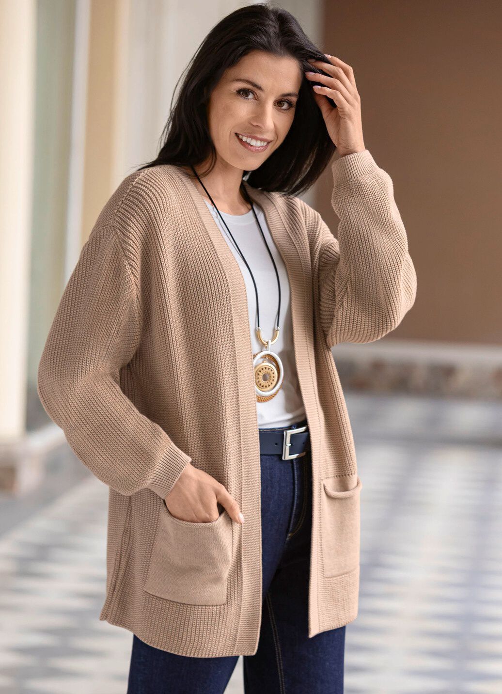 Strickjacke in Perlfang