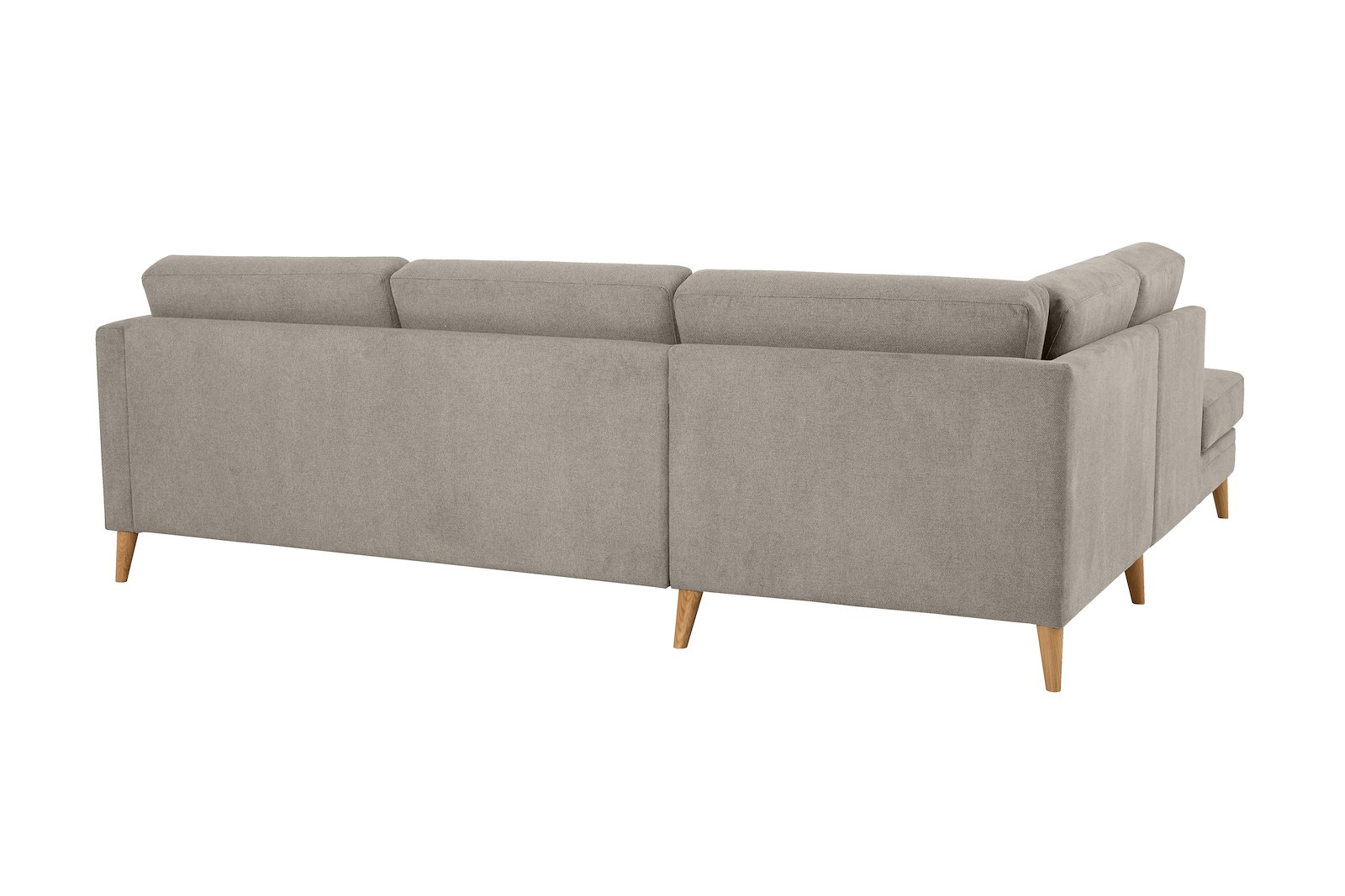 Eden hjørnesofa 2,5-seter med åpen ende venstre. Tekstil Brooklyn 14 Latte med ben i eik natur (15137).