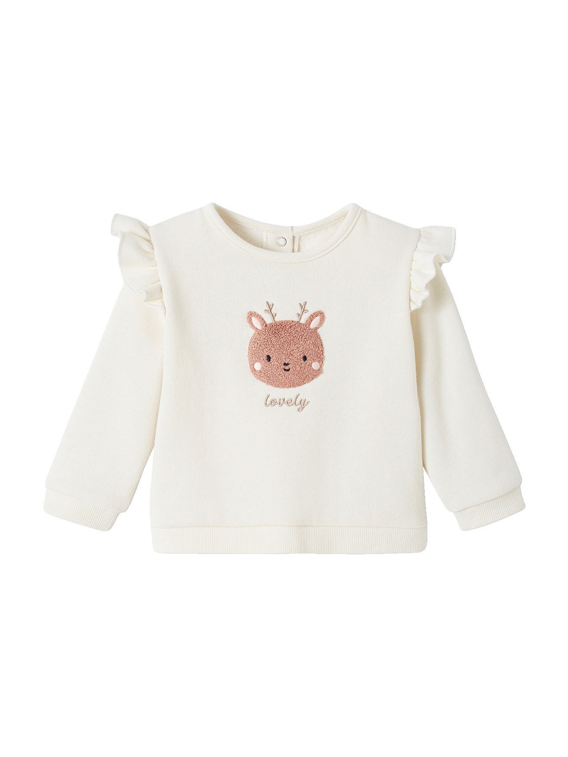 Vertbaudet Baby-Set: Sweatshirt & Hose wollweiß
