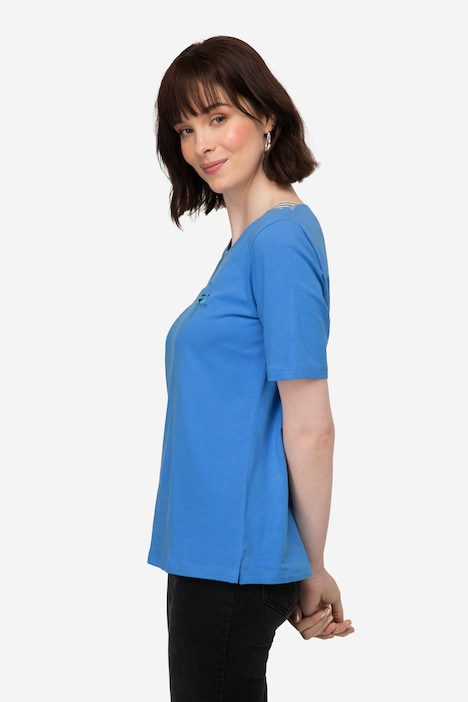 T-Shirt, U-Boot-Ausschnitt mit seitlichen Einsätzen, Halbarm