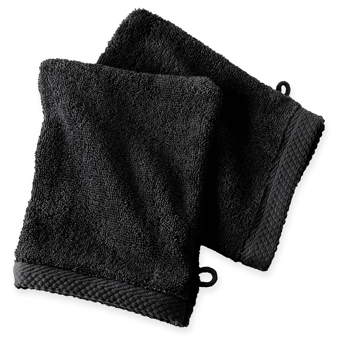 Soft by Perle de Coton 2 Gants de toilette noirs - 16x21 cm