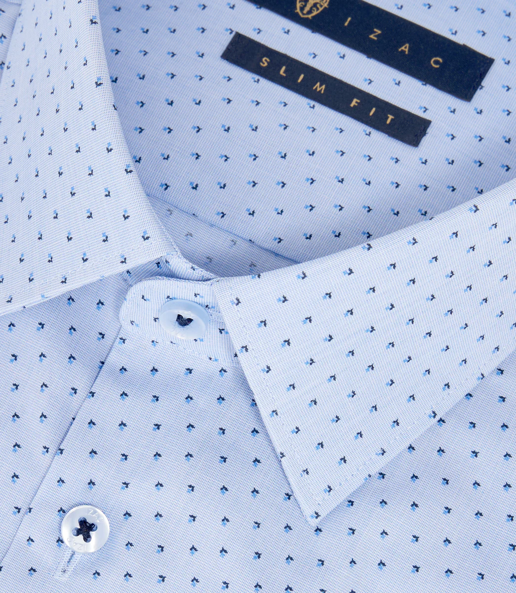 Chemise imprimée micro motif bleu ciel 