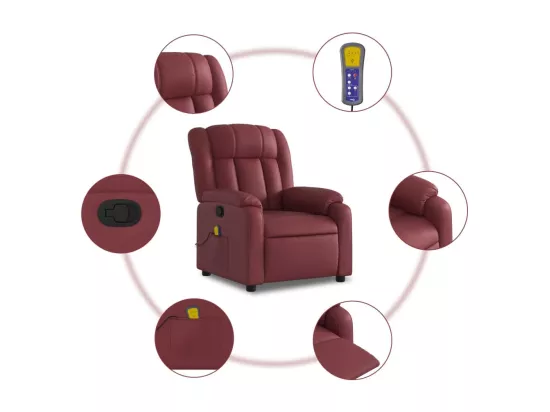 Fauteuil massant inclinable Rouge bordeaux Similicuir