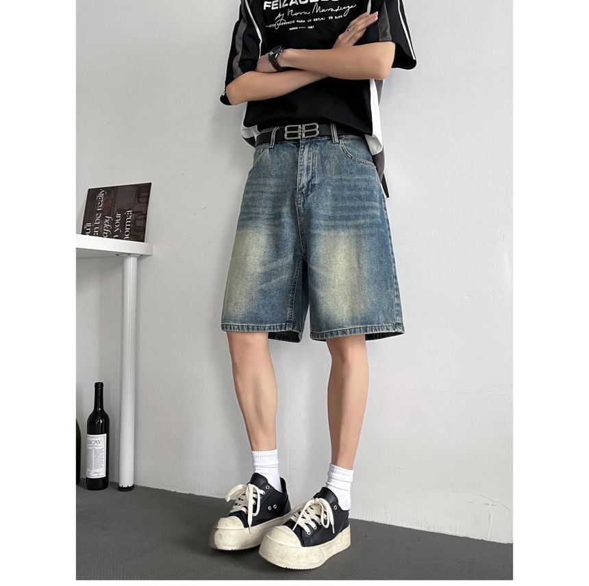 Plummie - Mid Rise Washed Denim Shorts