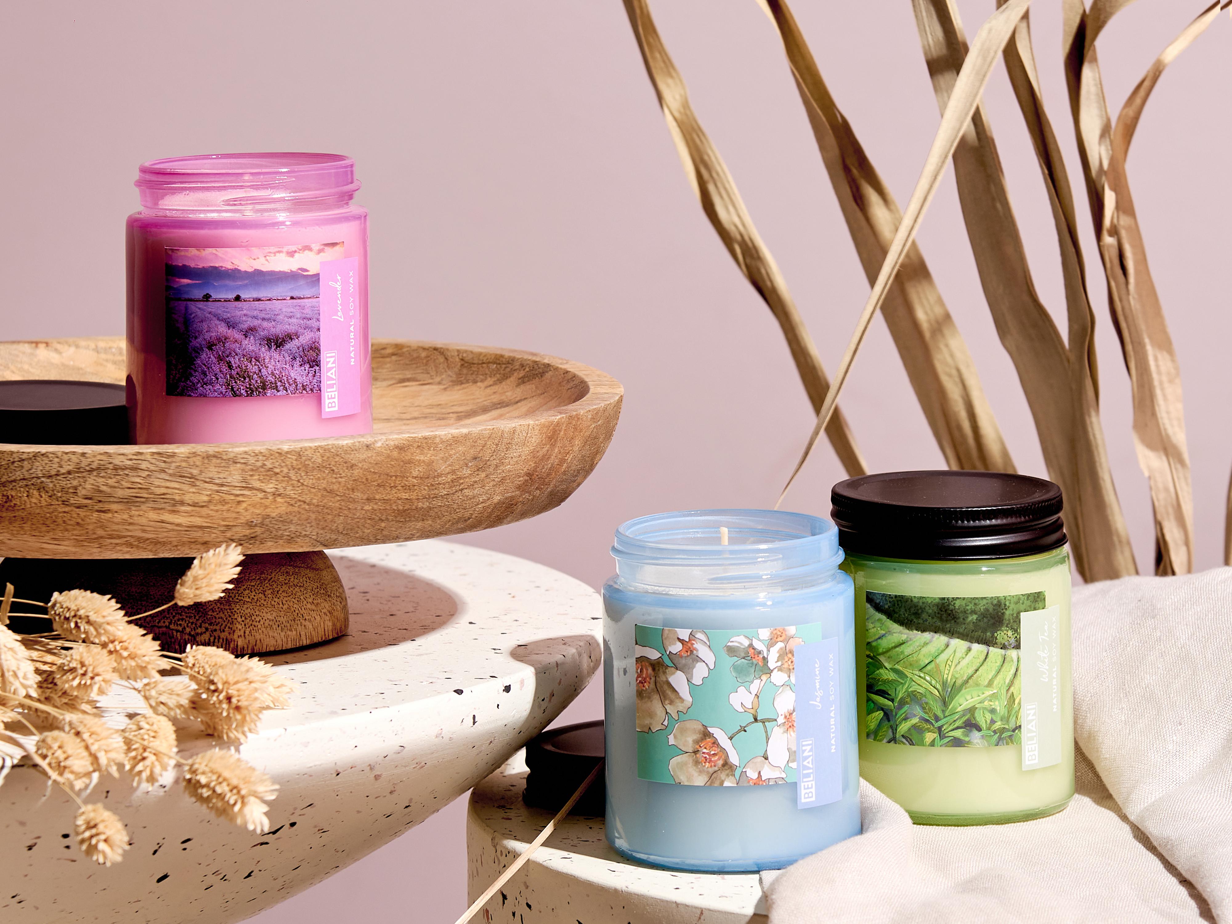 Set van 3 geurkaarsen FRUITY BLOOM Soja wax Frisse geurnoten Bloemige geurnoten