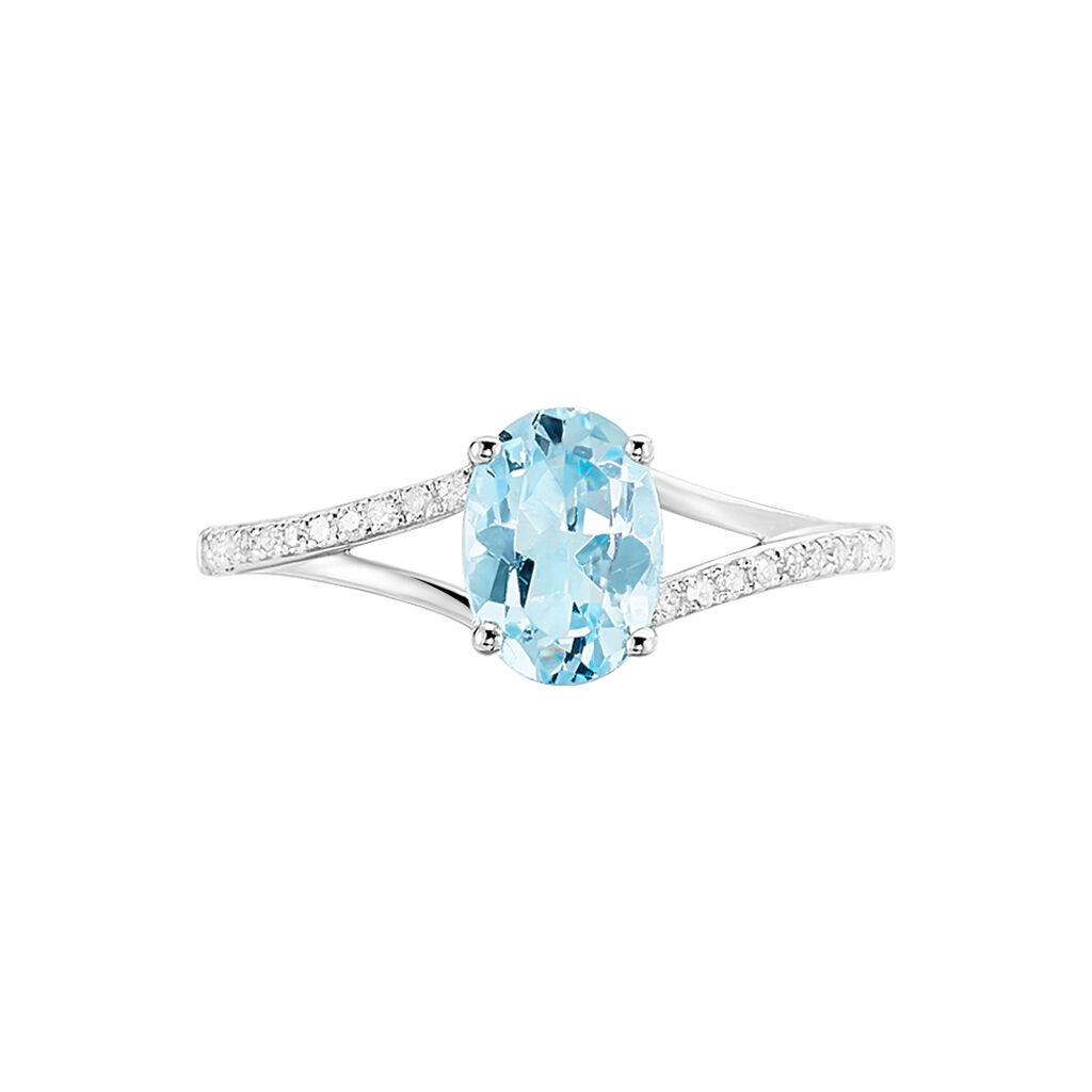 Bague Melyahae Or Blanc Topaze Et Diamant