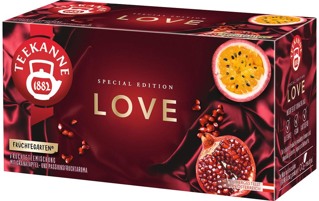 Teebeutel Love 20 StückFrüchteteemischung mit Granatapfel- und Passionfruchtaroma
