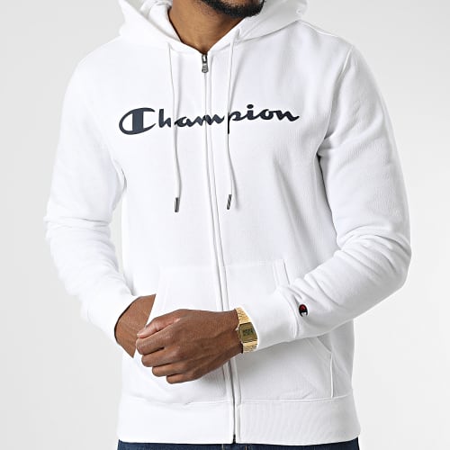 Sweat Zippé Capuche 217929 Blanc