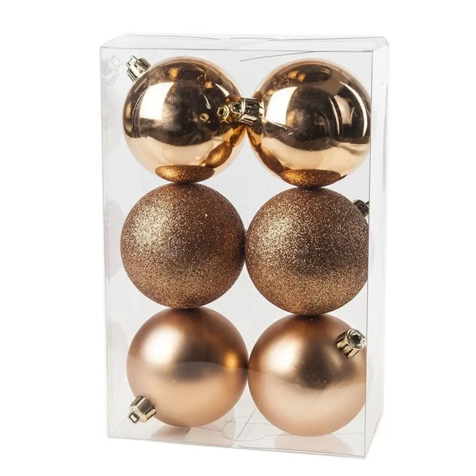 Cosy & Trendy Kerstballen - 6x st - koper - 8 cm - kunststof