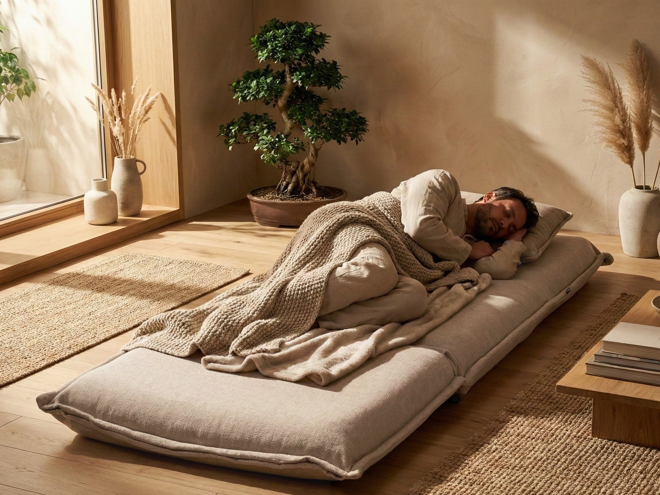 Eenpersoons slaapbank DELLEN Stof Beige