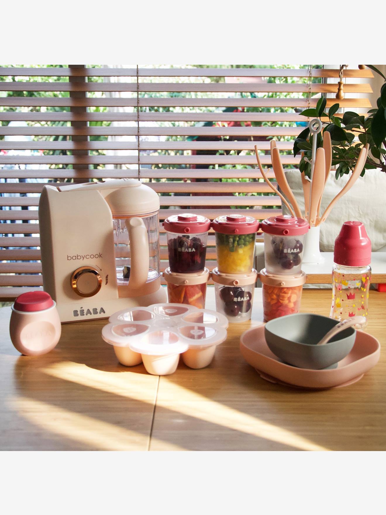 Tigela de silicone BEABA com ventosa, lisa, cinza médio